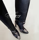 Жіночі чоботи чорні шкіряні з пітоном, фото 2