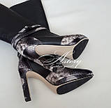 Жіночі чоботи чорні шкіряні з пітоном, фото 3