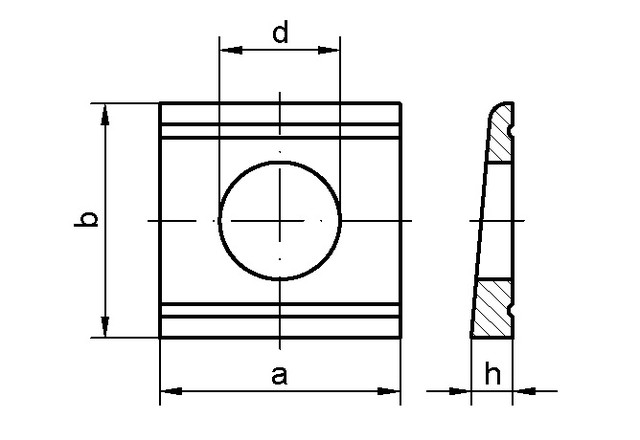Схема габаритних розмірів косої шайби DIN 434