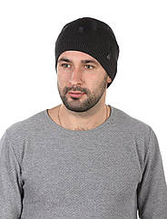 Шапка в'язана чоловіча темно-сіра в рваному стилі