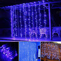 Штора 2х2м 320 led, цвет синий - декоративная гирлянда на Новый год