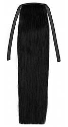 Накладний хвіст із натурального волосся 40 см. Колір #01 Чорний