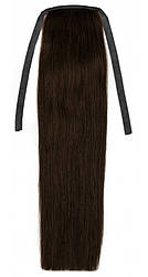Накладний хвіст із натурального волосся 40 см. Колір #02 Темно-коричневий