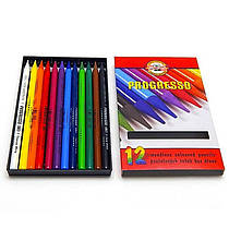 Набір кольорових олівців 12 штук Koh-i-noor Progresso бездеревні 8756