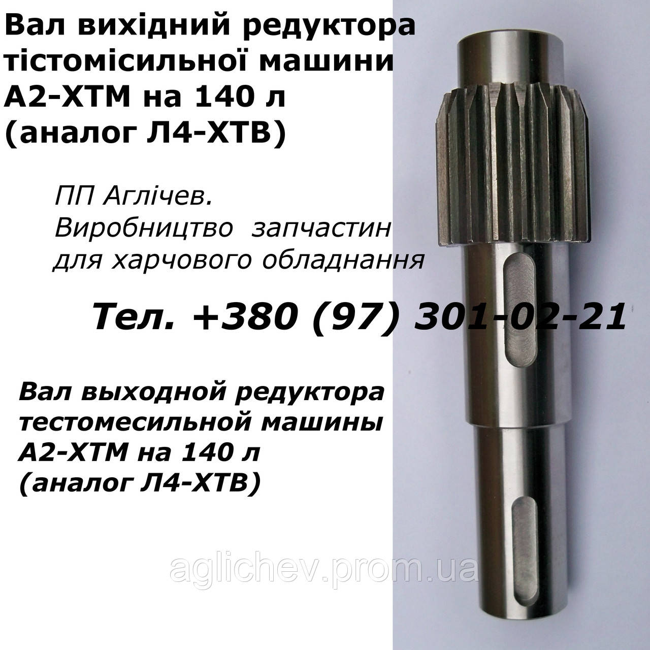 Вал-шестерня, вал, шестерня на тестомес 140 л А2-ХТМ (аналог Л4-ХТВ), запчасть к тестомесу - фото 1 - id-p610747701