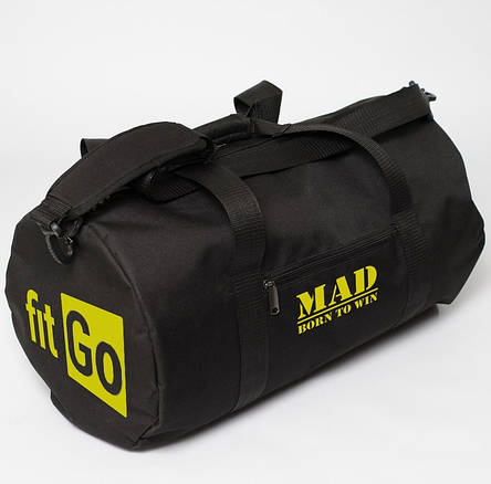 Спортивна сумка "FITGO" чорна (тубус,циліндр), фото 2