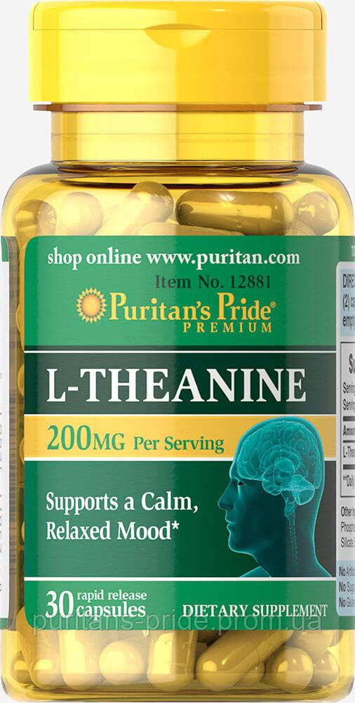 Л-Теанин, Puritan's Pride L-Theanine 200 mg 30 Capsules