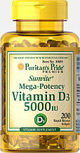 Вітамін d3, Puritan's Pride Vitamin D3 5000 200 IU Softgels