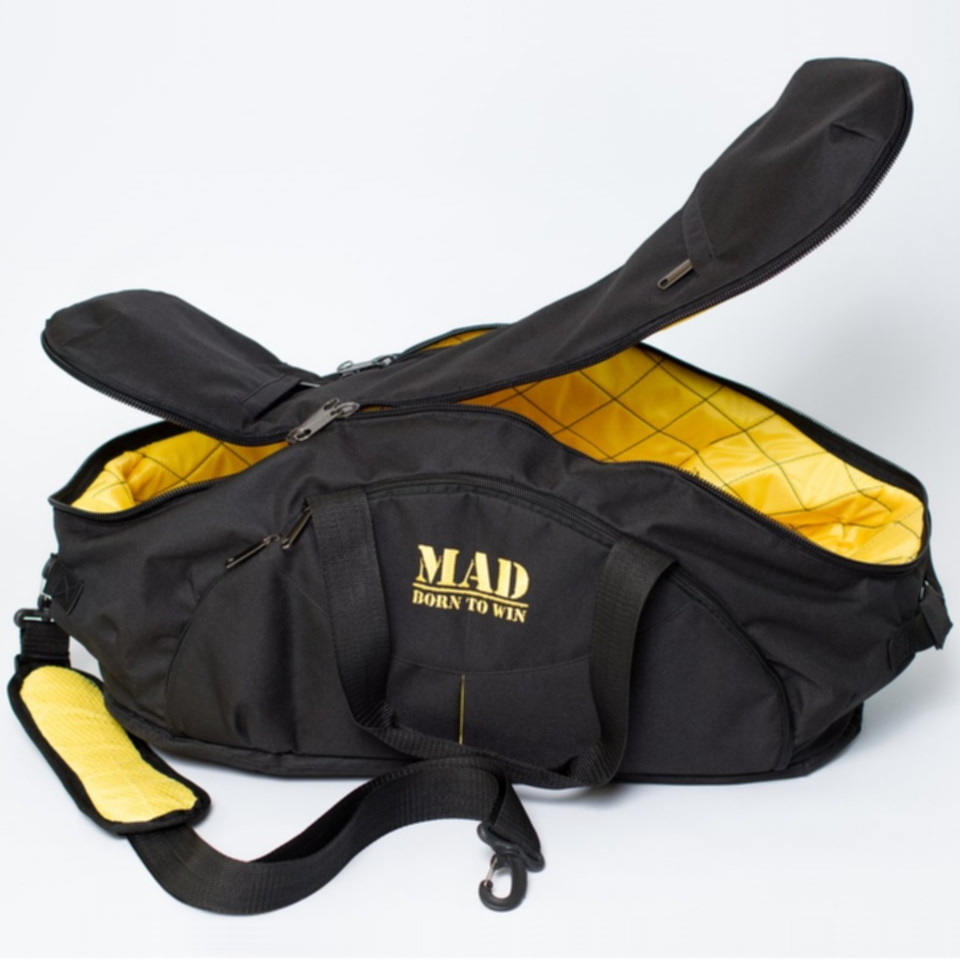 Стильна спортивна сумка "INFINITY" чорний з жовтою підкладкою