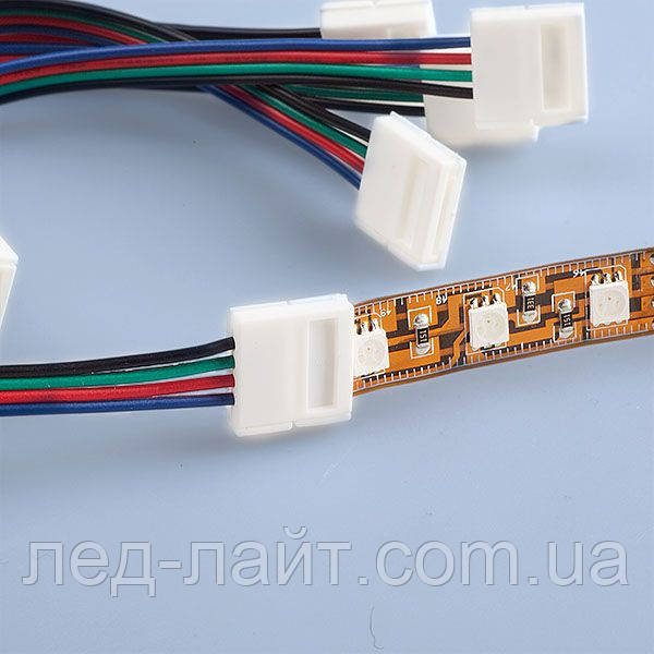 Коннектор RGB LED ленты провод + 2 зажима 4pin - фото 5 - id-p32373007