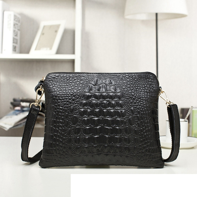 Сумка клатч жіноча шкіряна під крокодила (чорна), фото 1