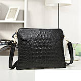 Сумка клатч жіноча шкіряна під крокодила (чорна), фото 2