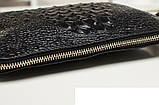 Сумка клатч жіноча шкіряна під крокодила (чорна), фото 7