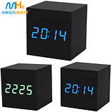 Електронні цифрові настільні годинники дерево VST 1293 підсвічування Blue, фото 3