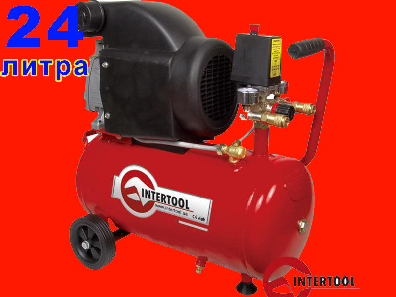 Масляный компрессор на 24 литра 1,5 кВт, 2 HP Intertool PT-0010 - фото 1 - id-p85748313