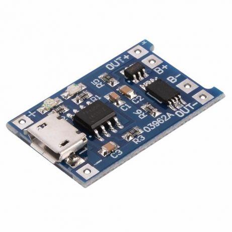 TP4056 із захистом контролер заряду Li-ion акумулятора 5 V 1 А (Micro USB)