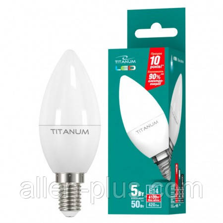 LED лампа TITANUM C37 5W E14 4100K 220V (гарантія 1 рік)