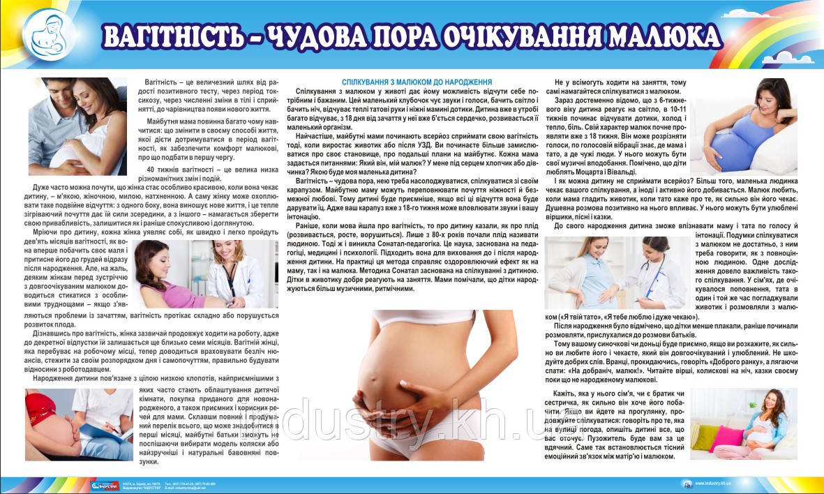 Стенд. Вагітність чудова пора очікування малюка. 0,6х1,0. Пластик