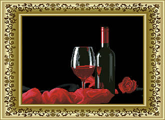 СКВ-162. Схема для вишивки бісером Вино в бокалі.