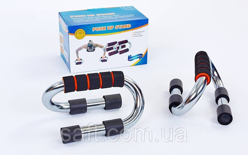 Упоры для отжиманий (2шт) PUSH-UP BAR (металл,ручка неопрен, р-р 11x21см) - фото 2 - id-p611051555