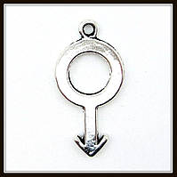 Метал. підвіска "символ Марса" срібло (2,5х1,2 см) 15 шт. в уп.