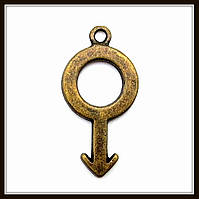 Метал. підвіска "символ Марса" бронза (2,5х1,2 см) 15 шт. в уп.