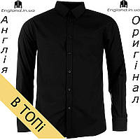 Рубашка мужская черная длинный рукав Pierre Cardin из Англии