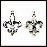 Метал. підвіска "геральдична лілія" срібло (3х2,2 см) 6 шт. в уп., фото 2