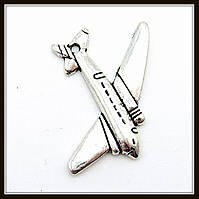 Метал. підвіска "самолет" срібло (2,6х3 см) 5 шт. в уп.