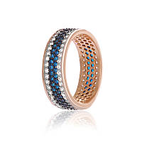 Серебряное кольцо с позолотой и синими камнями КК3ФС/373