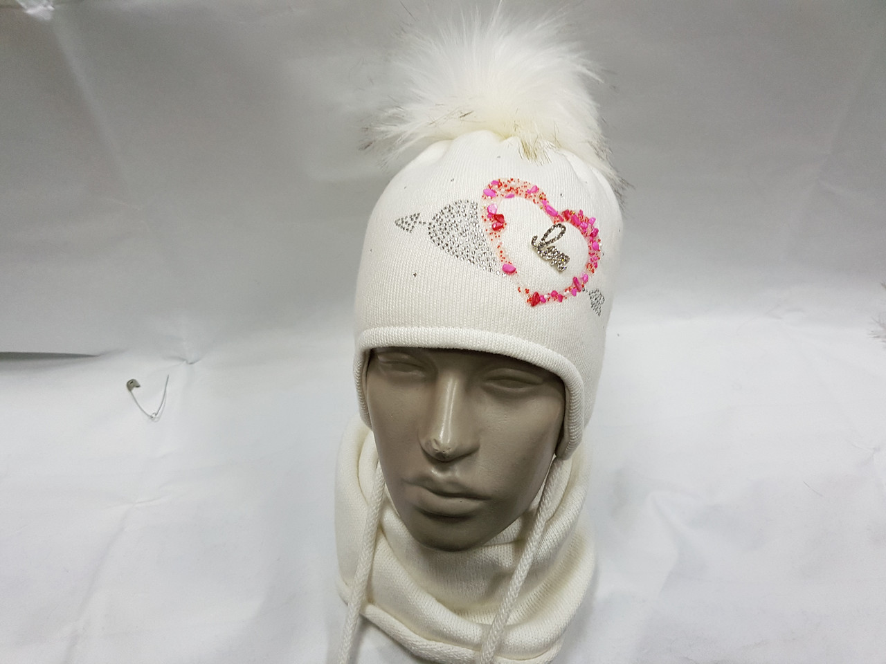 Комплект шапка со снудом для девочки Ambra 52-54 Молочный 7849 - фото 1 - id-p611149607