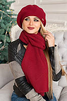 Зимовий жіночий комплект «Віва» (бере і шарф) Бордовий