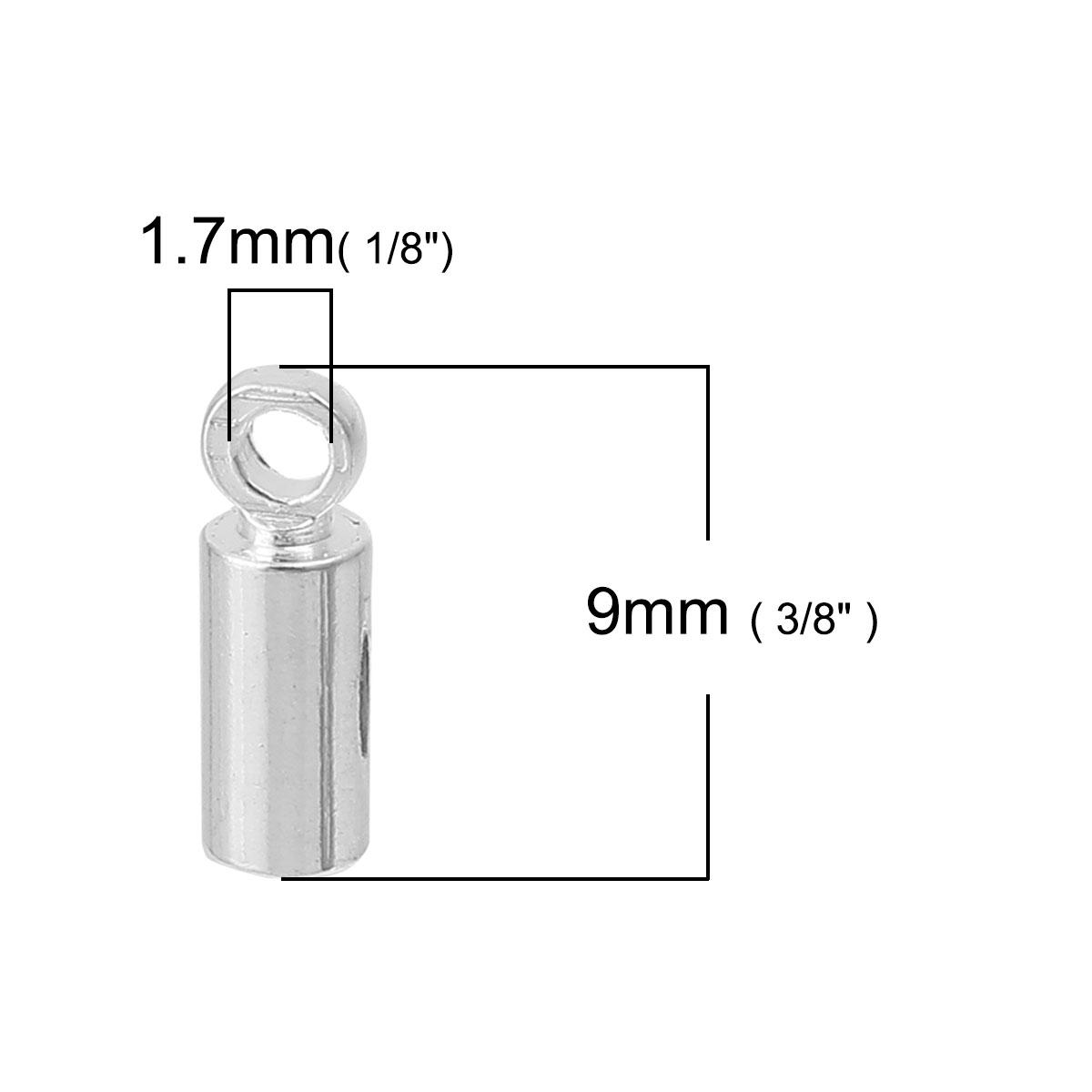 Концевик для ожерелья, Цилиндр, Диаметр внутренний 2.5 mm , Цвет: Серебро 9 мм x 3 мм - фото 2 - id-p611165515
