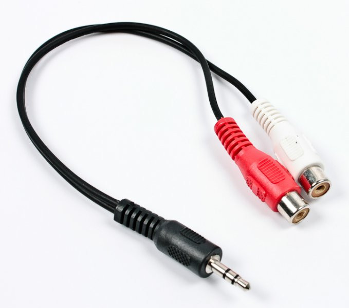 Кабель стерео аудіо Cablexpert CCA-406 3.5 jack/2RCA(мама) 0.2м