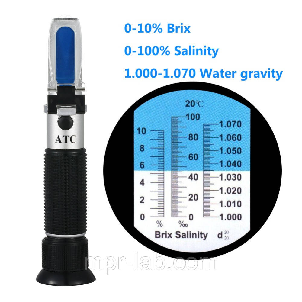 Рефрактометр RHBS-10 Brix (0-10 Brix; 1,000-1,070 Nd; 0-100 ‰) АТС