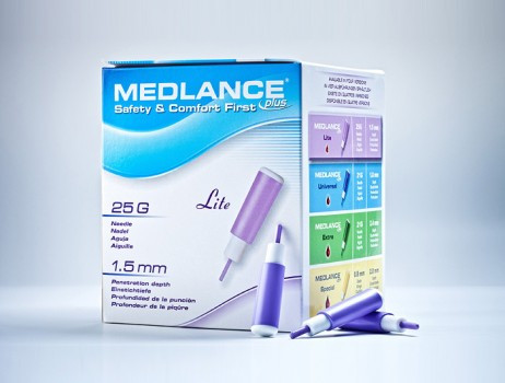 Ланцет автоматичний медичний Медланс плюс (MEDLANCE plus), рожевий, легкий (light), 200шт, Польща