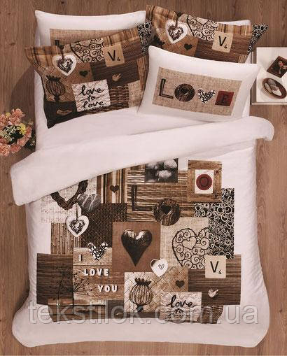 Комплект постільної білизни CАТИН SPRING LOVE євро, фото 1