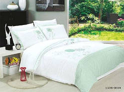 Комплект постільної білизни сатин з вишивкою LUZAN GREEN євро
