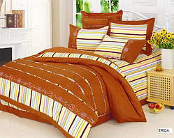 Комплект постільної білизни сатин з вишивкою ERICA TERRACOTTA євро