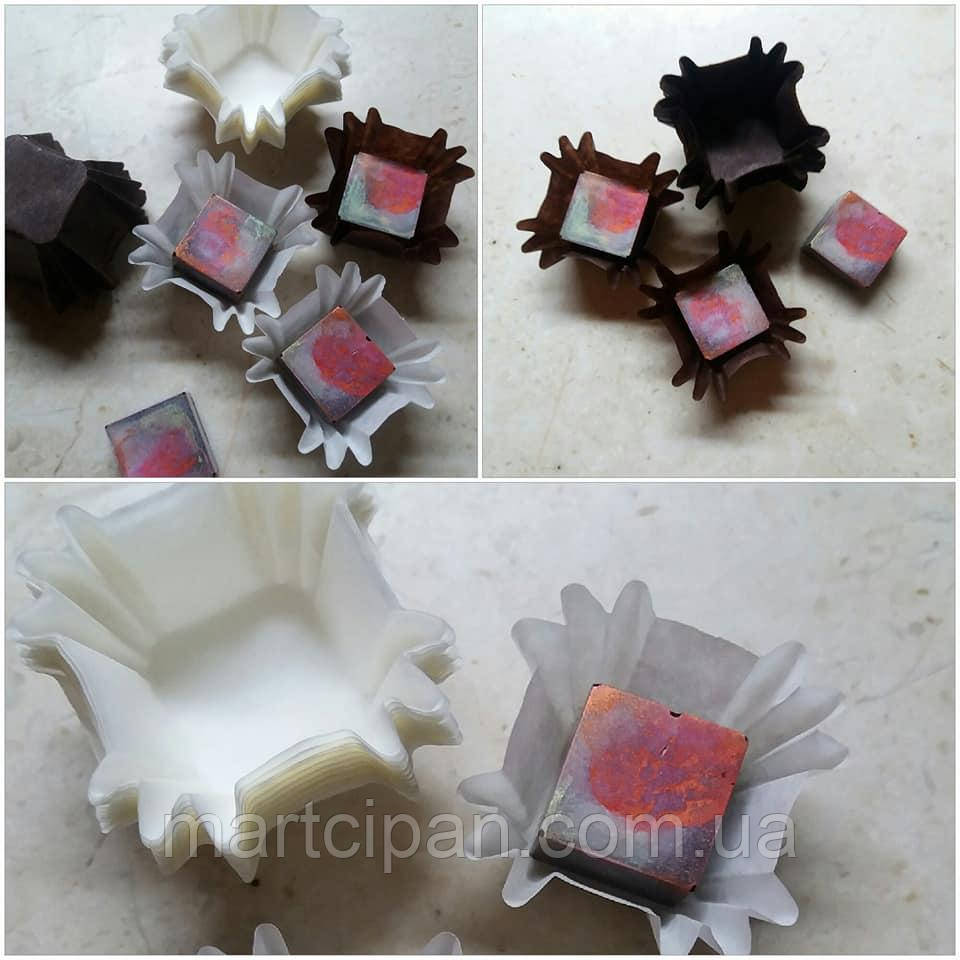 Квадратик Білі форми паперові для цукерок, 100 шт., фото 1