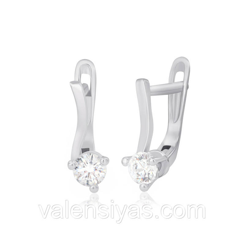 Срібні сережки з цирконієм SWAROVSKI ZIRCONIA С2С/091А