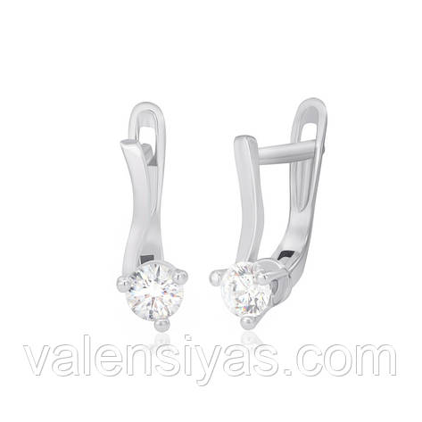 Срібні сережки з цирконієм SWAROVSKI ZIRCONIA С2С/091А, фото 1