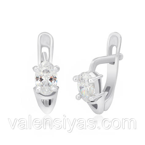 Срібні сережки з цирконієм SWAROVSKI ZIRCONIA С2С/092, фото 1