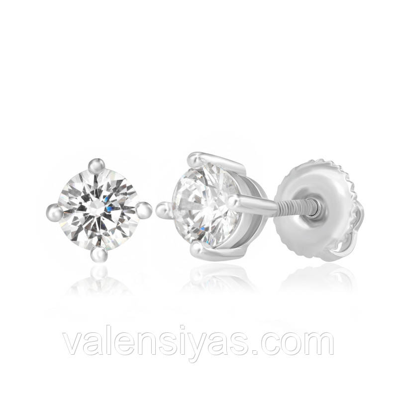 Сережки-цвяшки срібні зі SWAROVSKI ZIRCONIA С2С/415
