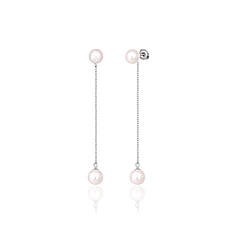 Срібні сережки-цвяшки з підвісками та перлами С2Ж/855