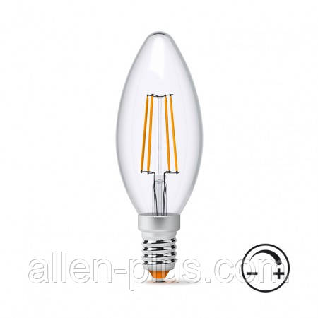 LED лампа VIDEX Filament C37FD 4W E14 4100K 220V діммерная (гарантія 3 роки)