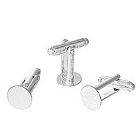 Запонка для манжет, Кругла, Колір срібло, Цинковий сплав, 25 мм x 10 мм, Майданчик 10 мм, Ціна за 1 шт.