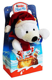 Новорічний набір солодощів Kinder Maxi Mix з м'якою іграшкою (Білий Ведмедик), 133 г.