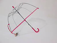 Детский зонт прозрачный зонт с малиновой окантовкой куполообразный 5-10 лет