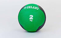 М'яч медичний (медбол) 3 кг (гума, d-19 см, зелений-чорний)